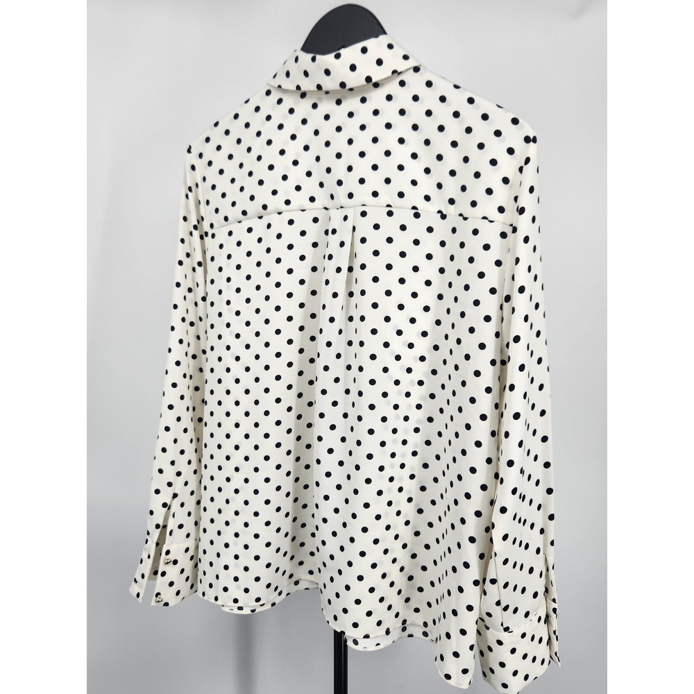 Rachel Zoe Womens Polka Dot Button Down Blouse Ivory Black Size Large 1289744 - Picture 4 of 7